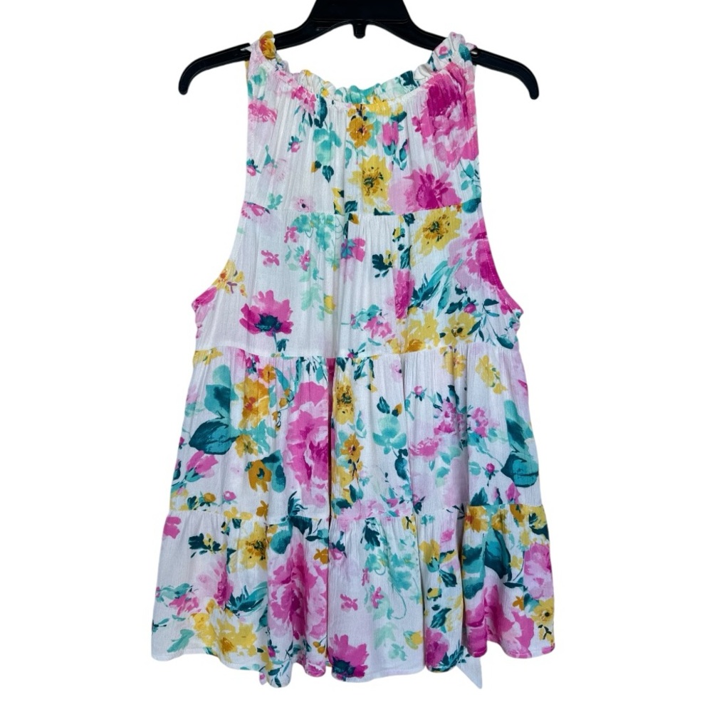 Emily Wonder Rayon tiered floral halter neck tie back lightweight multicolor M
